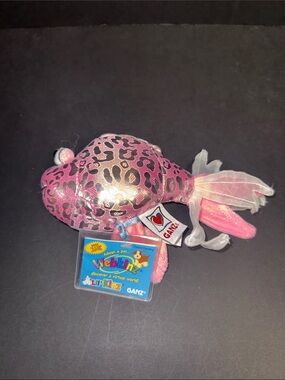 GANZ Pink Leopard Webkinz Plush Fish with Sheer Fins